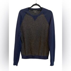 rag & bone Two-Tone Cashmere Crewneck Sweater - Navy & Charcoal Sz:M